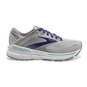 Brooks Adrenaline GTS 22 Womens Road Running Shoes Grey/Blue/Green | USA-TVY057986